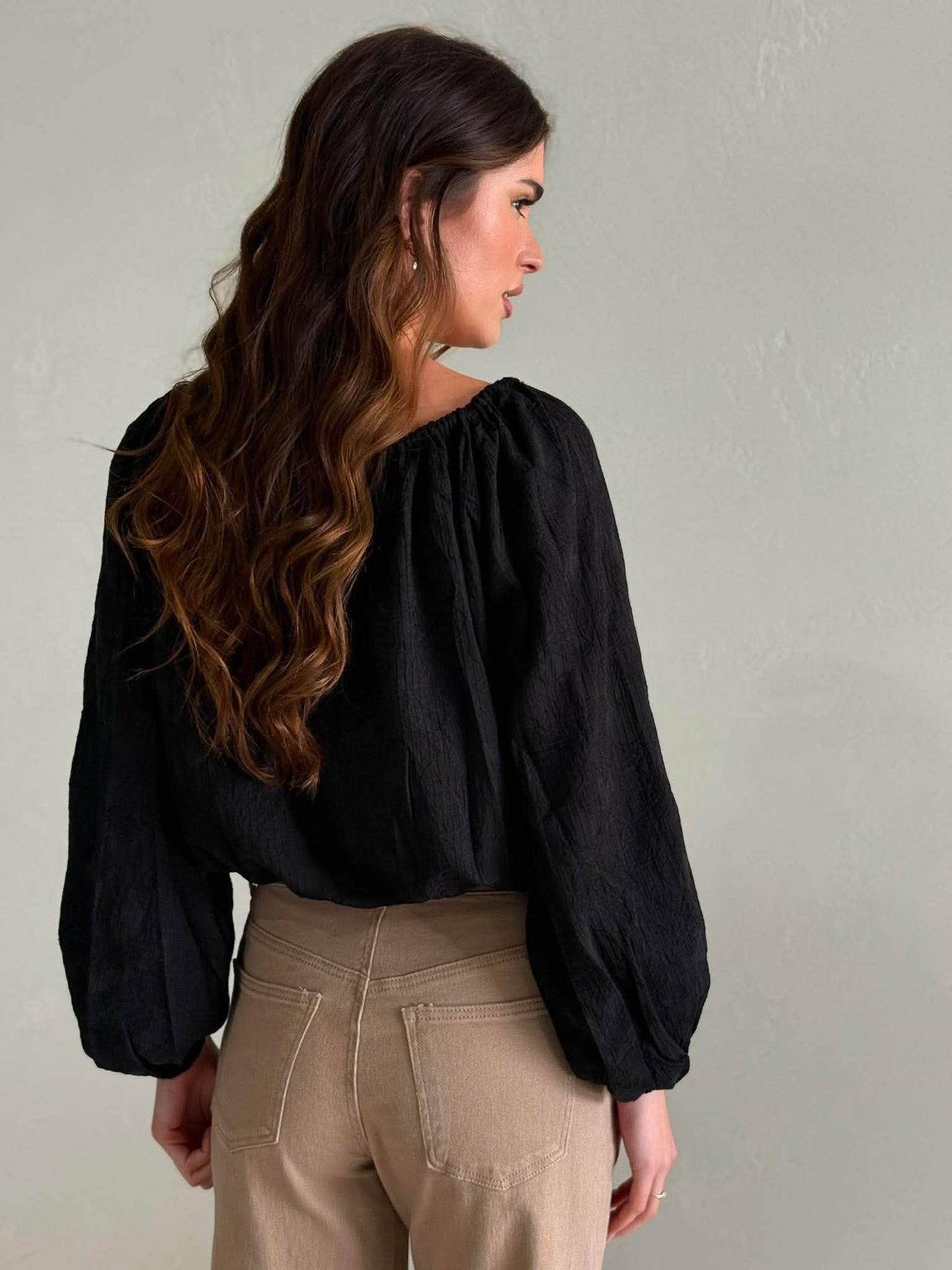 CALISTA BLOUSE- EMBROIDERED BLACK