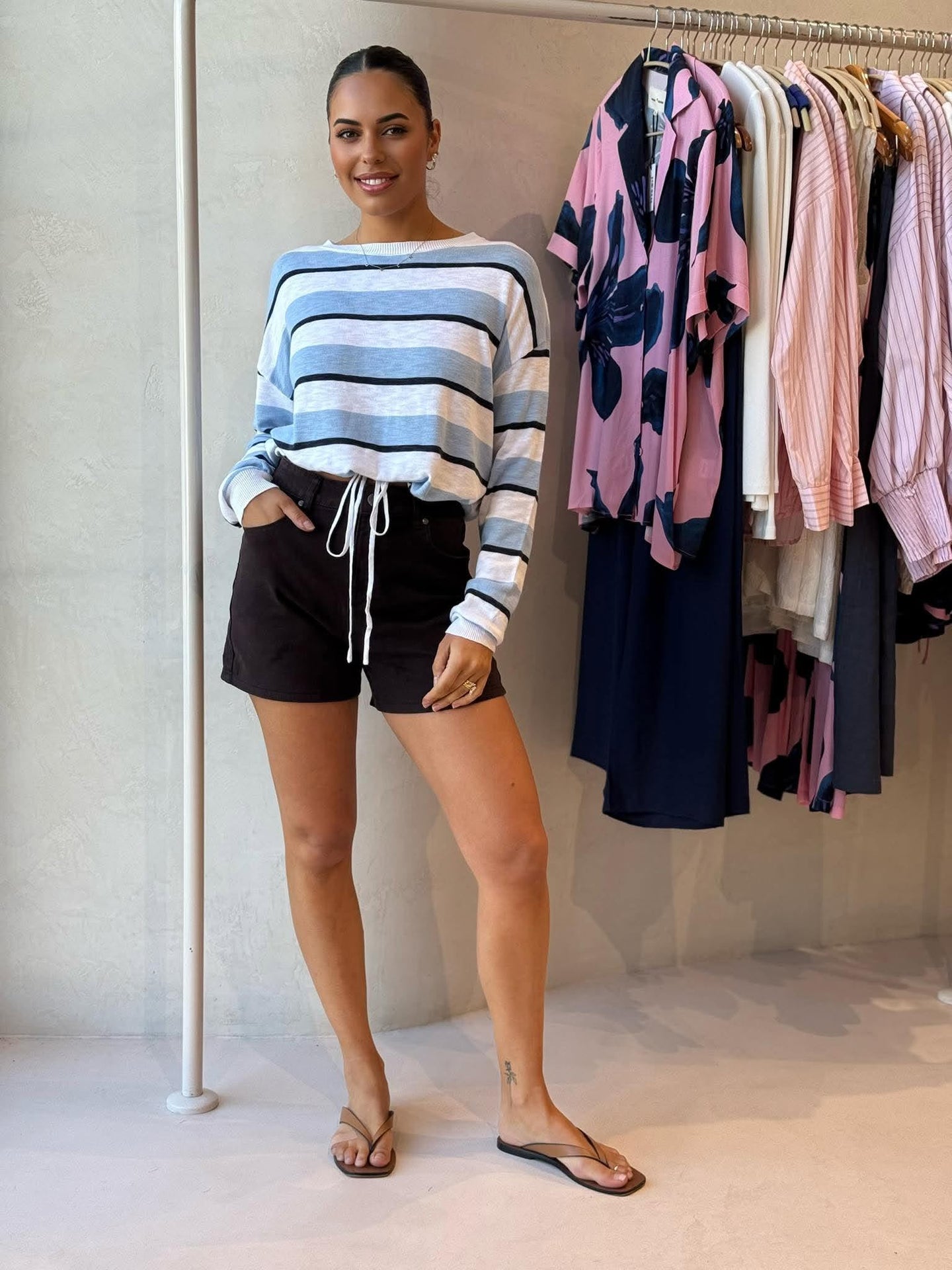 STRIPE HAILEY DRAWSTRING