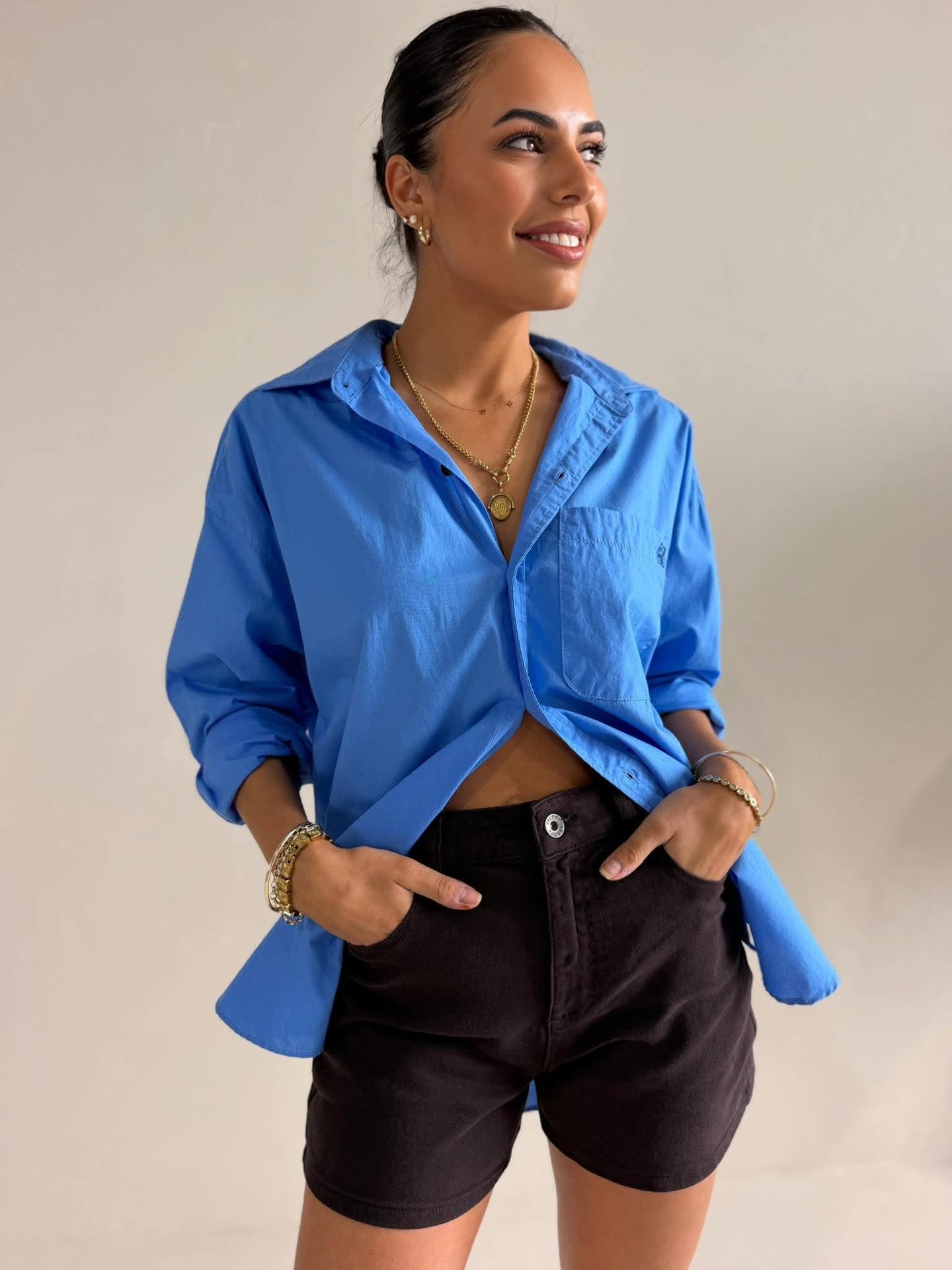 PETA OVERSIZED SHIRT- AMALFI BLUE