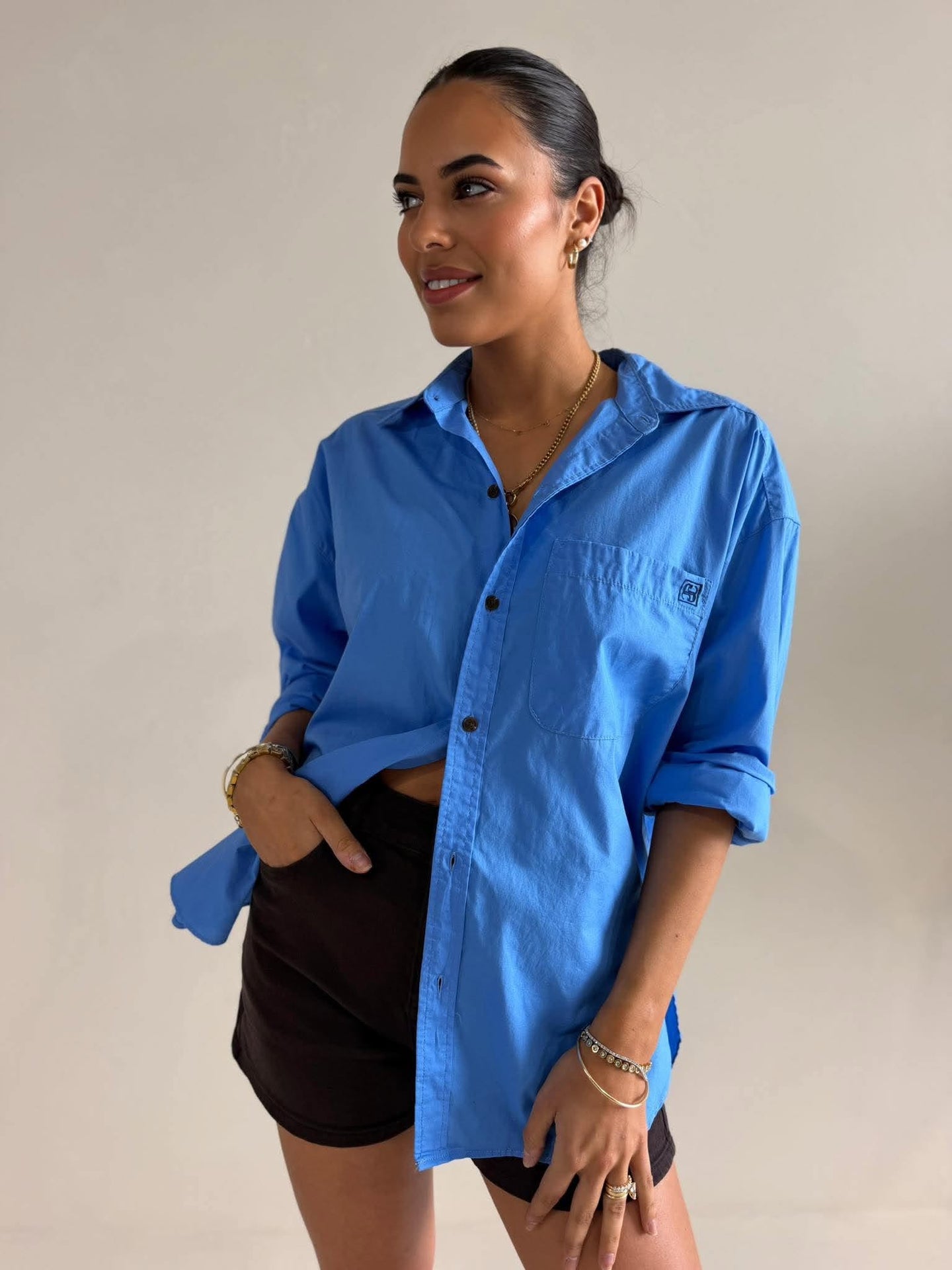 PETA OVERSIZED SHIRT- AMALFI BLUE