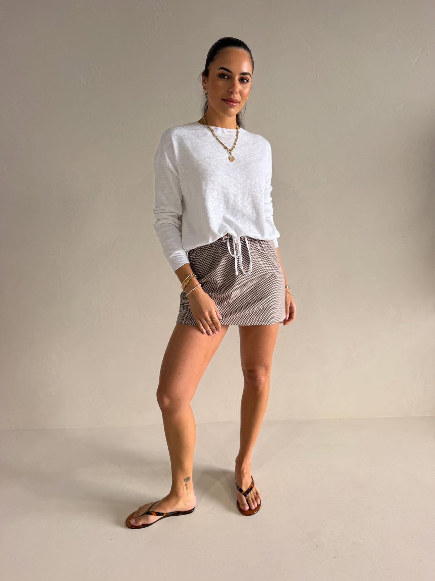 HAILEY DRAWSTRING TOP- WHITE