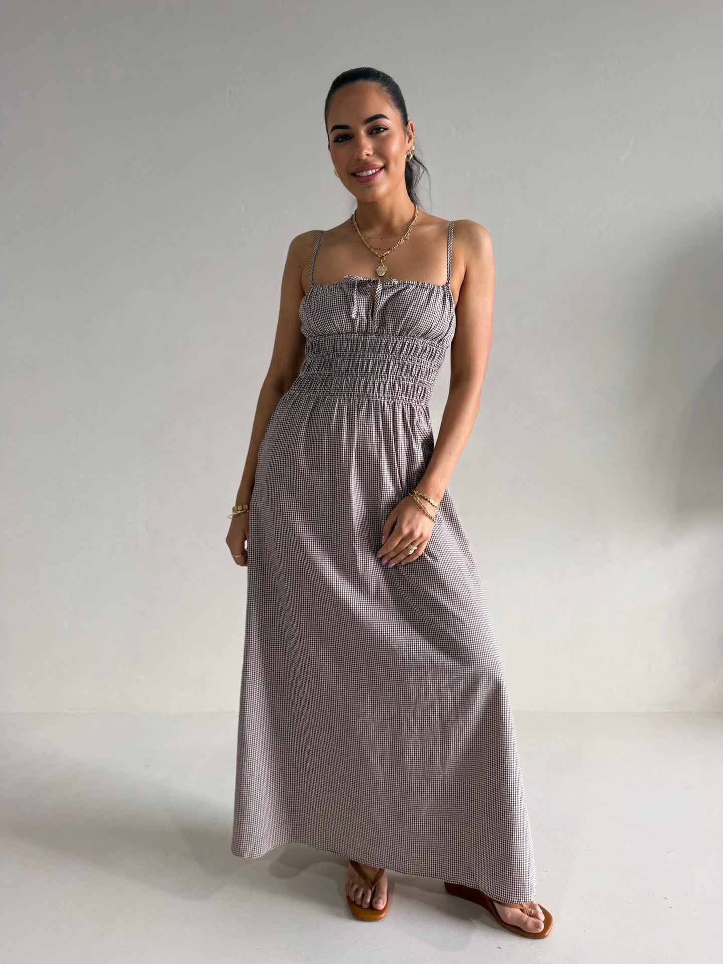 LONDON CHECK MIDI DRESS