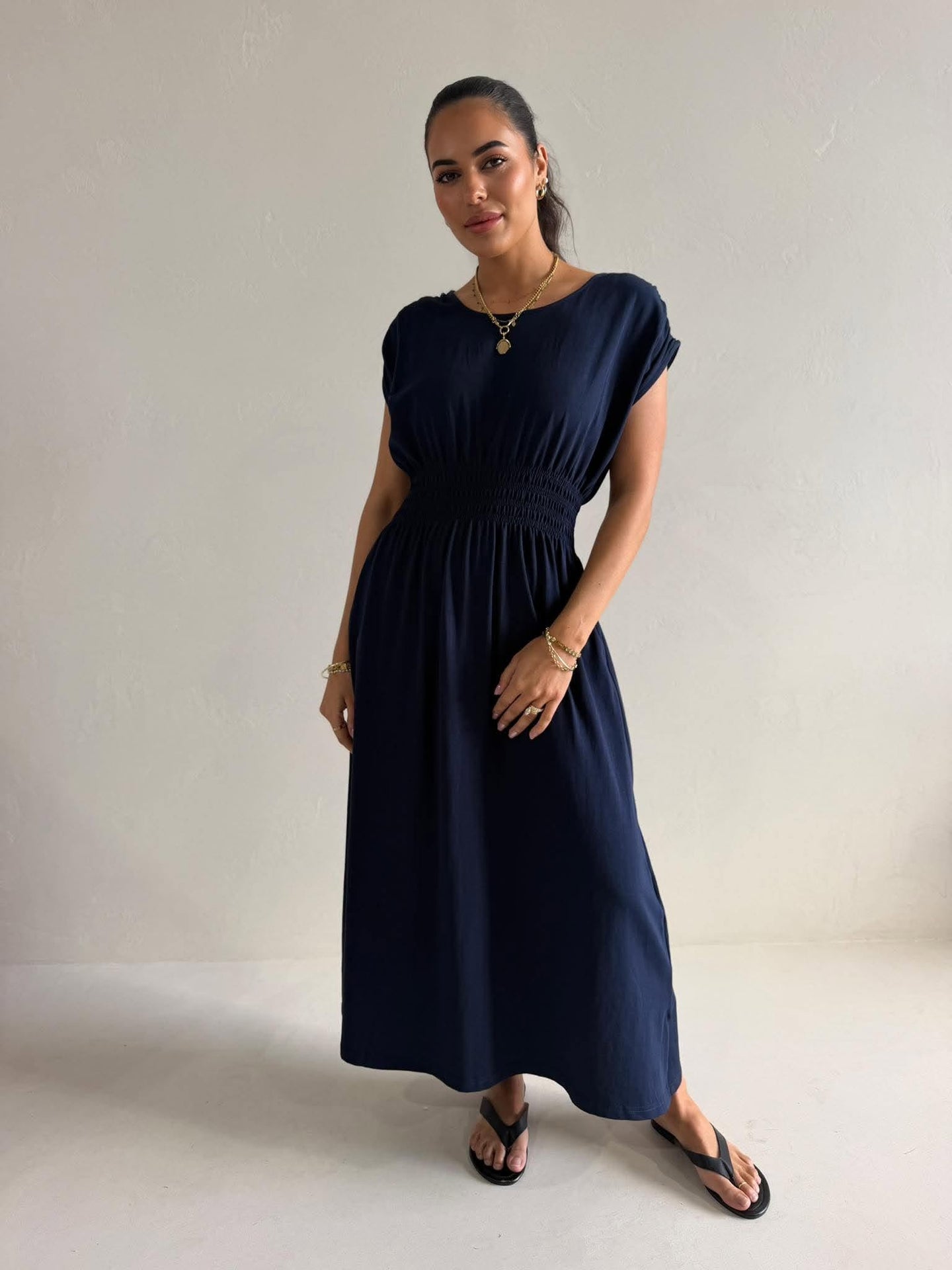 SHIRRED WAIST MAXI
