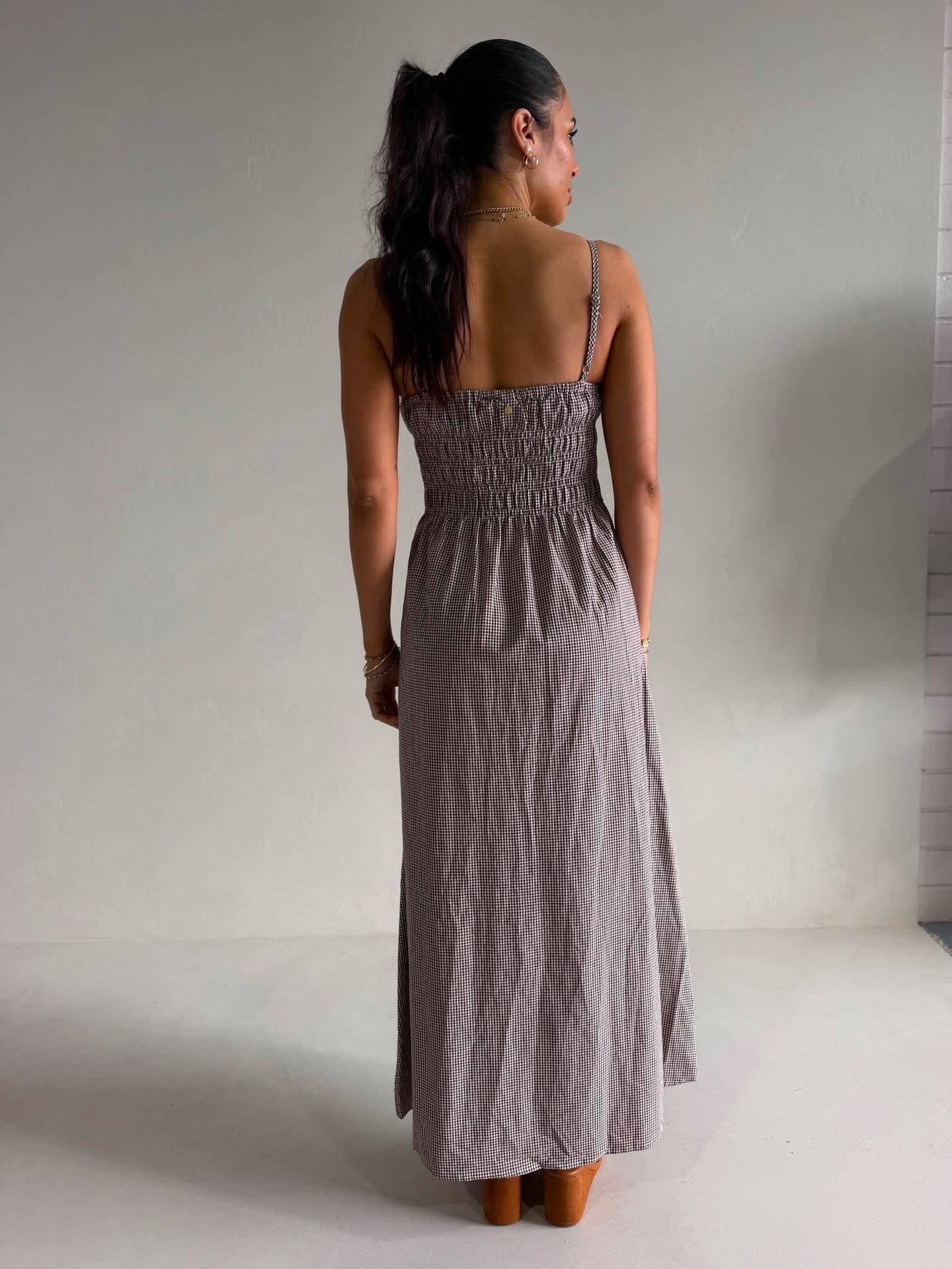 LONDON CHECK MIDI DRESS