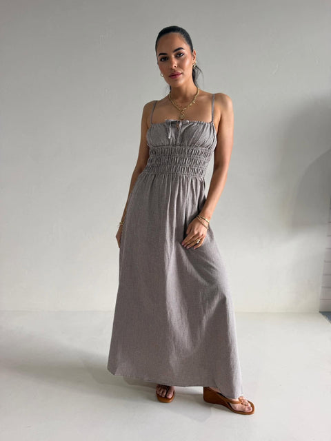 LONDON CHECK MIDI DRESS