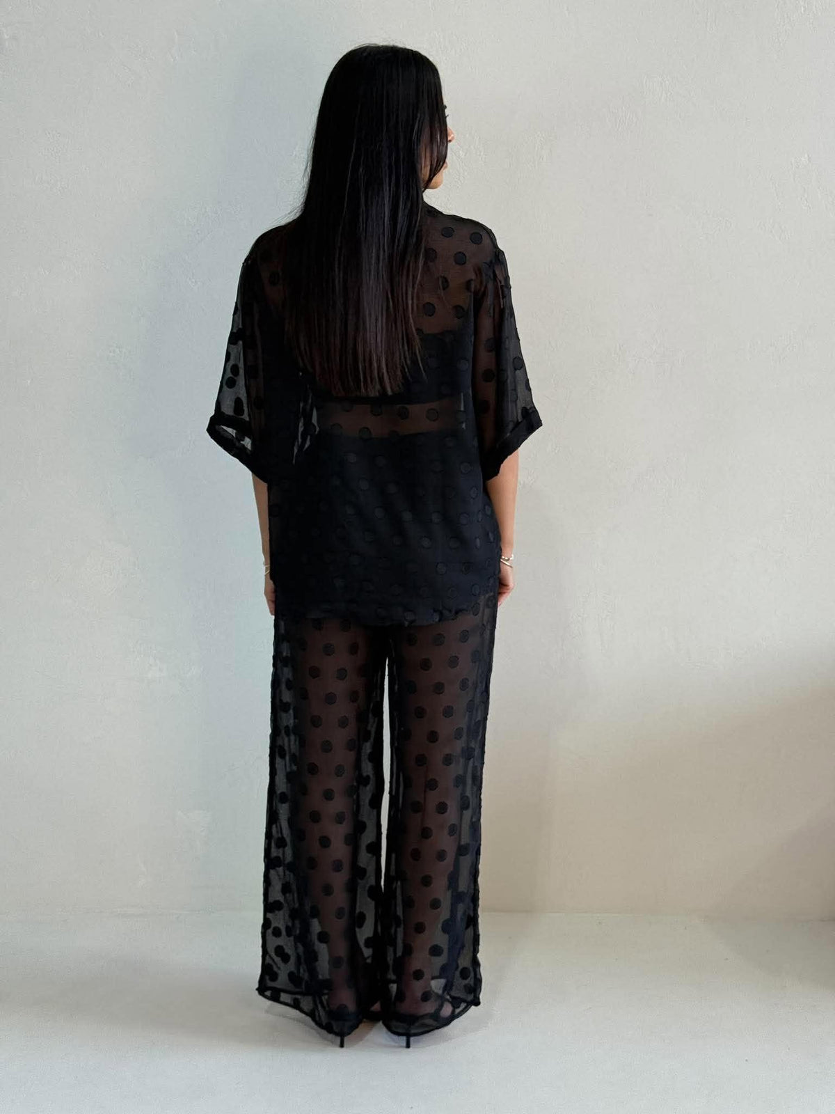 WINE TIME PANT SET-BLACK