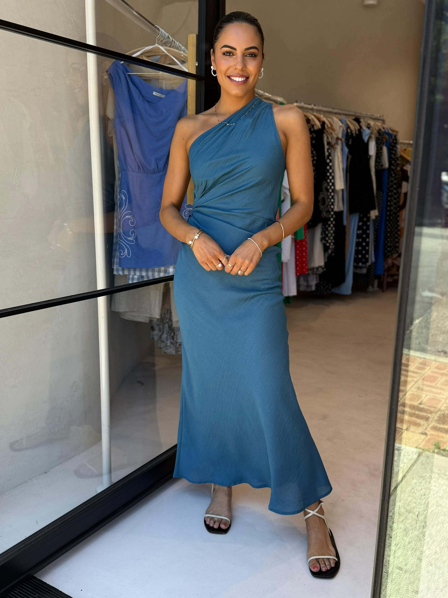 JARRAH MAXI DRESS - STEEL BLUE