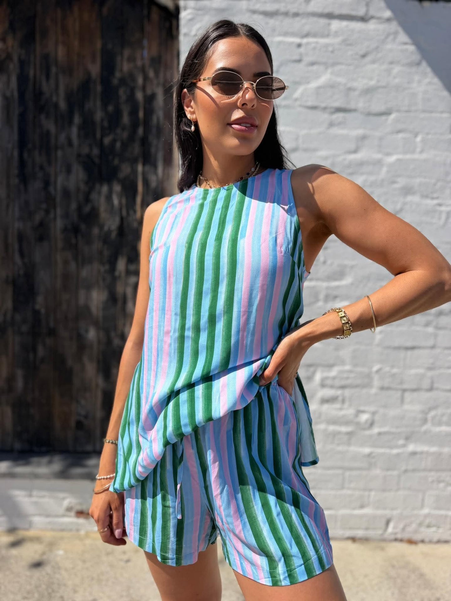 SWEET STRIPE SHORT SET