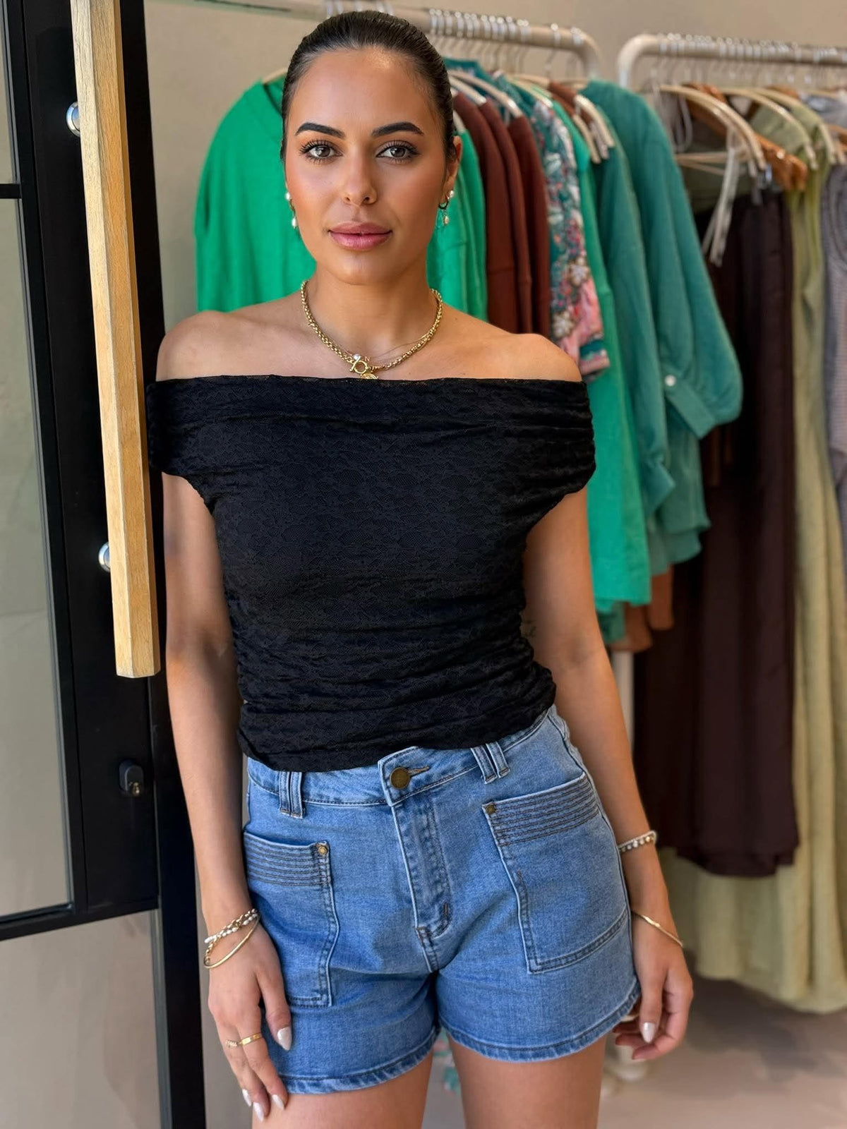 STACK STITCH SHORT- MID BLUE