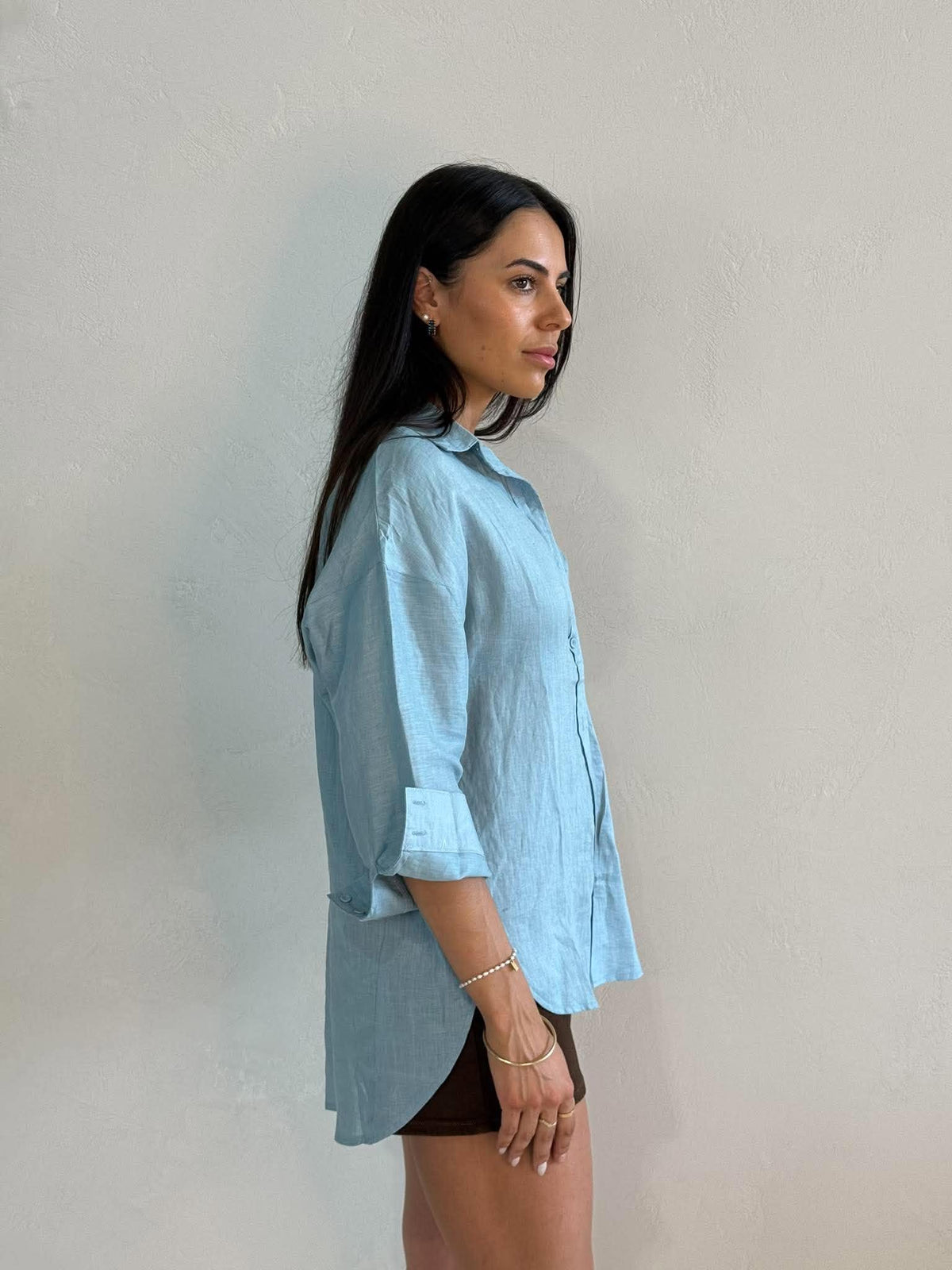 SHAE BOYFRIEND SHIRT - SHADOW BLUE
