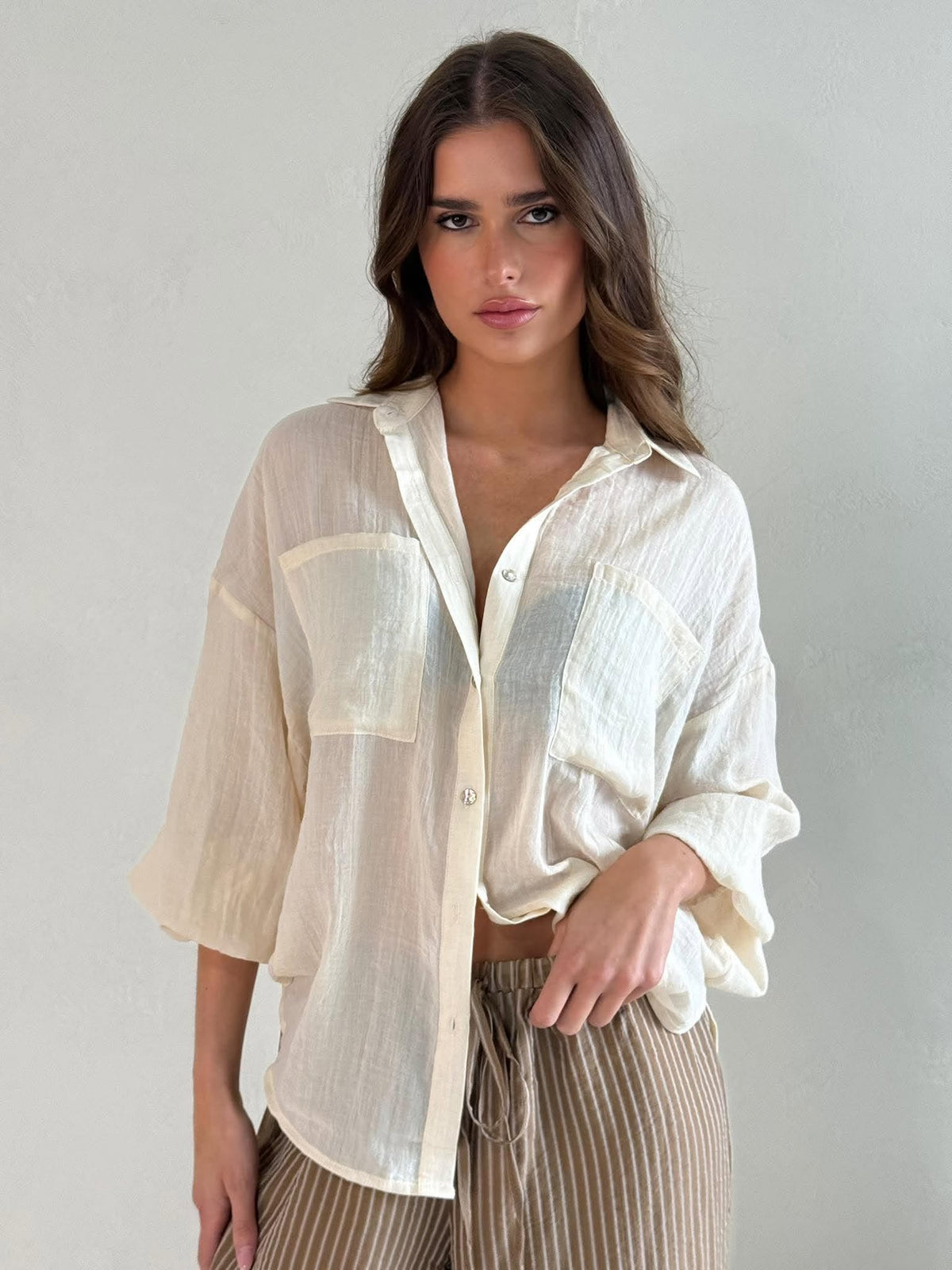 SIENNA PANT- HAZELNUT PINSTRIPE