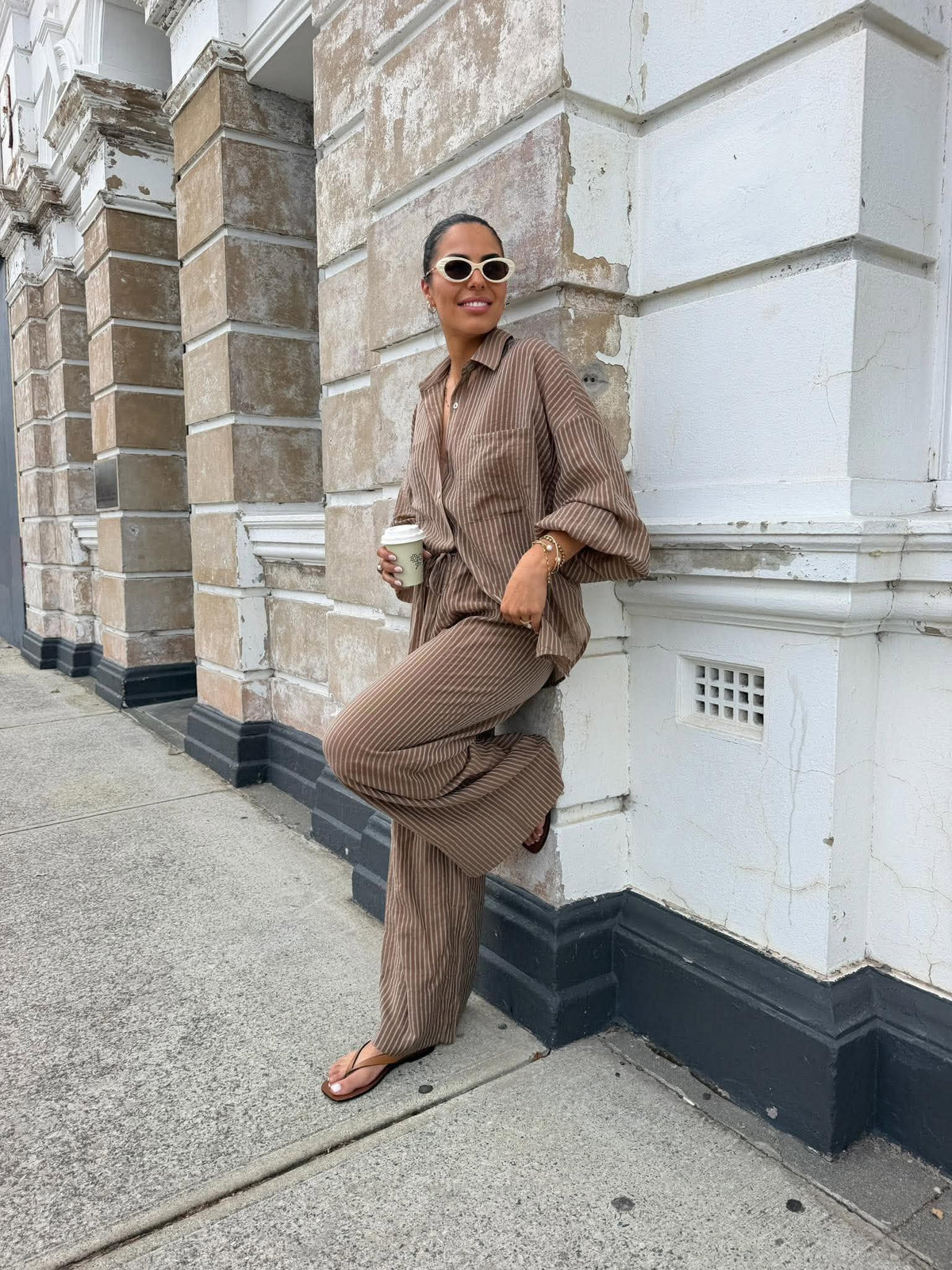 SIENNA PANT- HAZELNUT PINSTRIPE