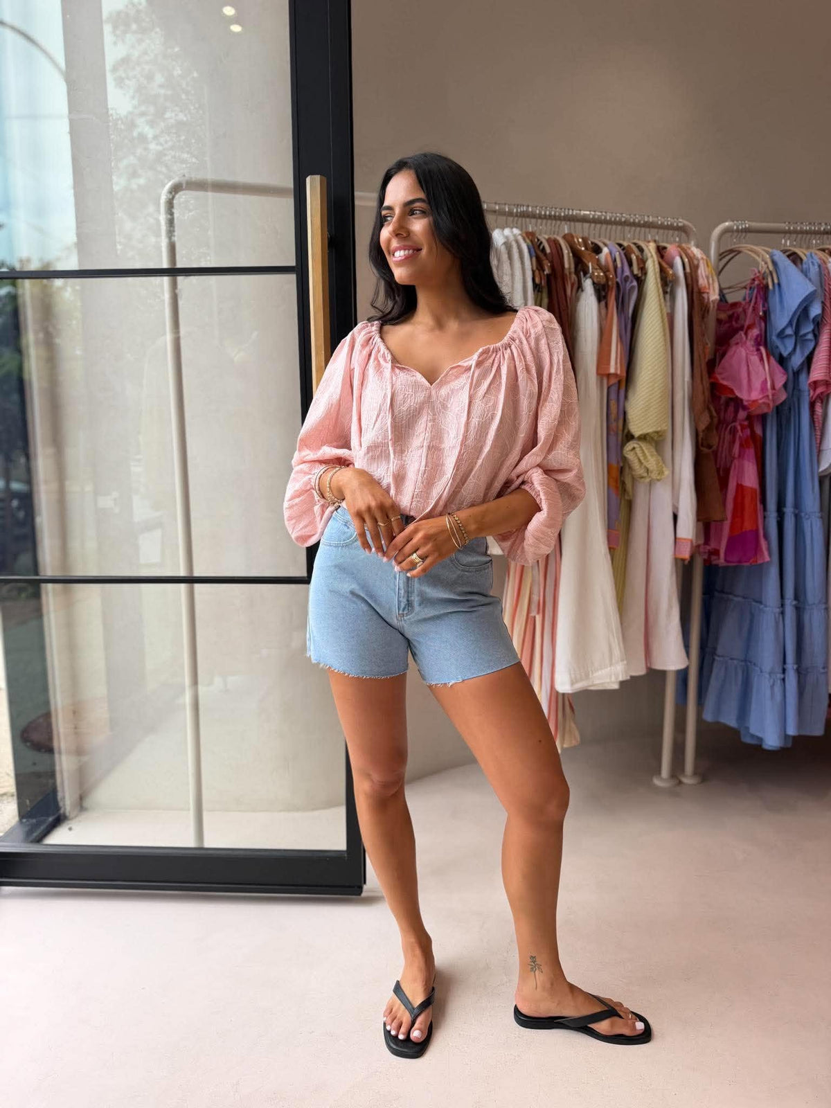 CALISTA BLOUSE- EMBROIDERED PINK