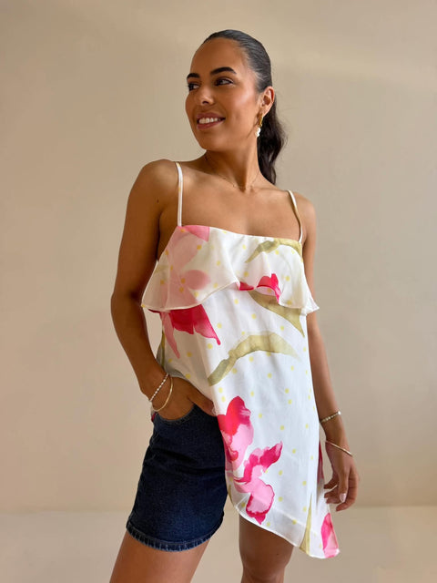 BLOOM POLKA CHIFFON TOP