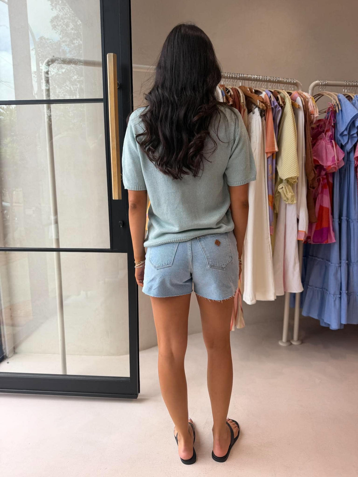 SUMMER KNIT TOP - CYAN