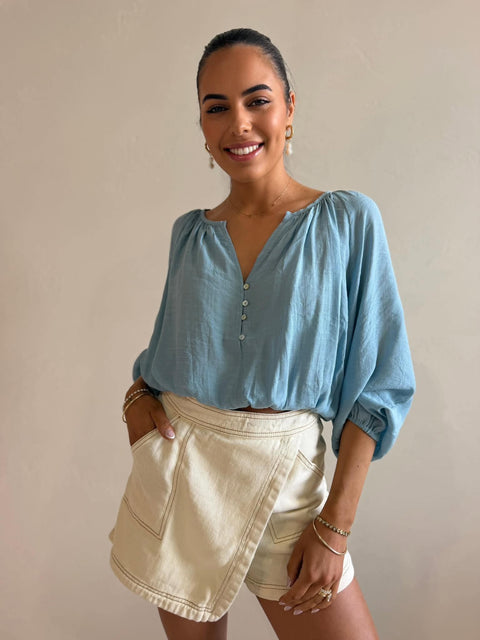 TAVRA BLOUSE- SKY