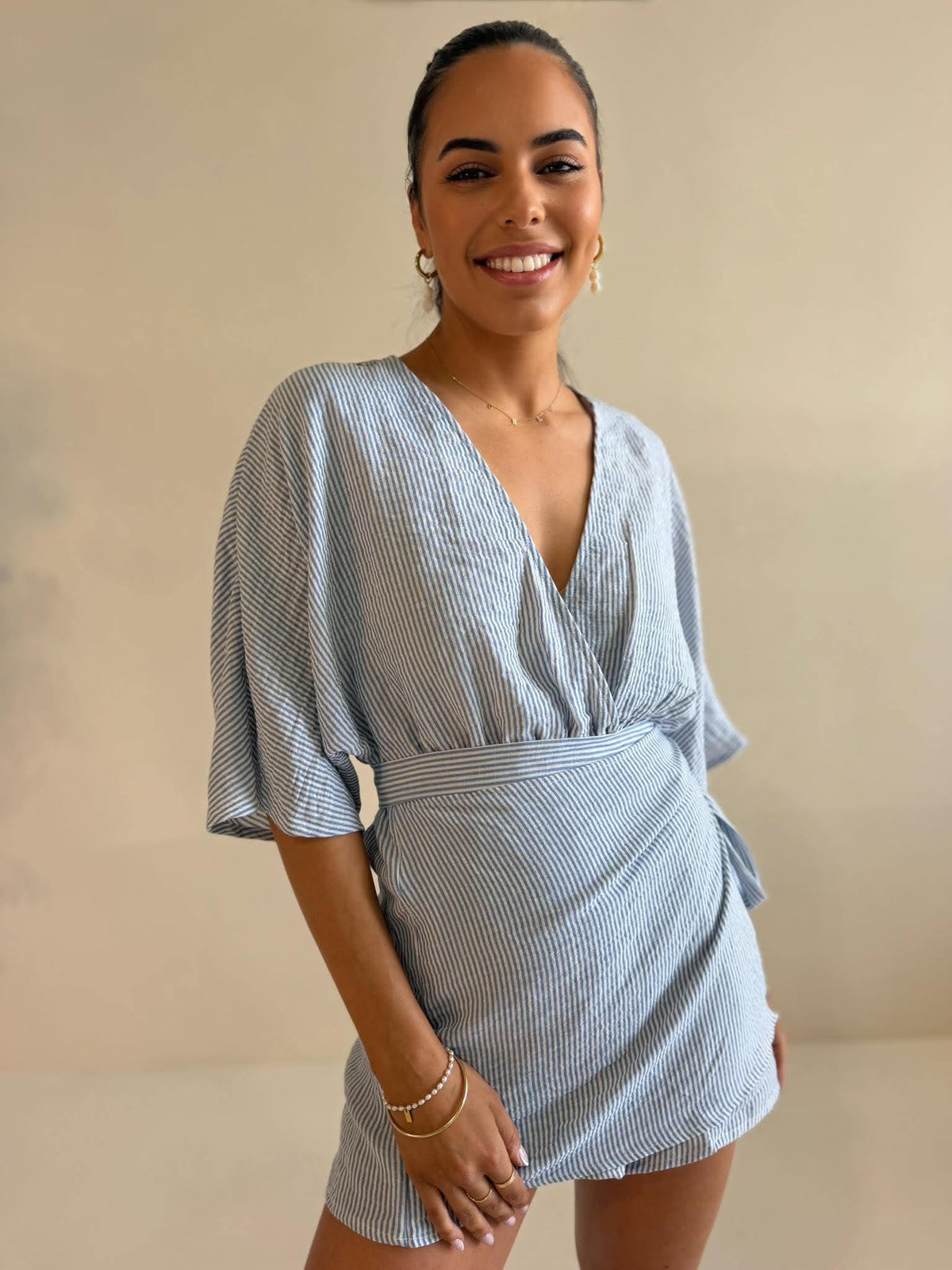 KIKI PLAYSUIT- INDIGO STRIPE