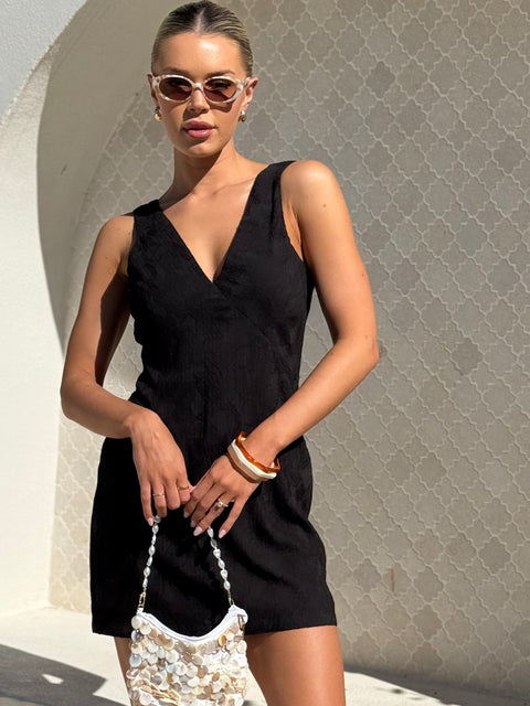 SABINE DRESS - EMBROIDERED BLACK