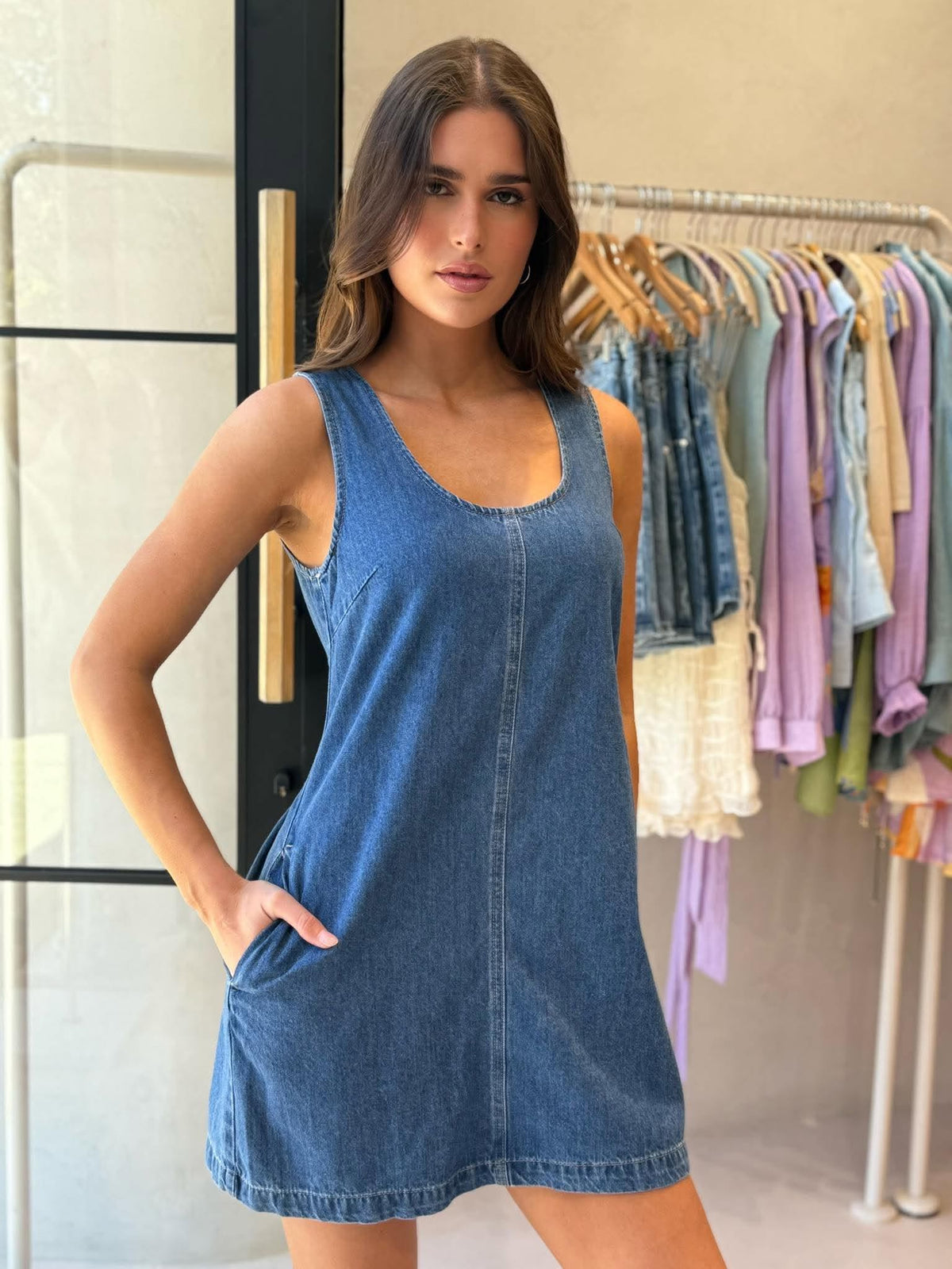 GEMMA MINI DRESS- MID BLUE
