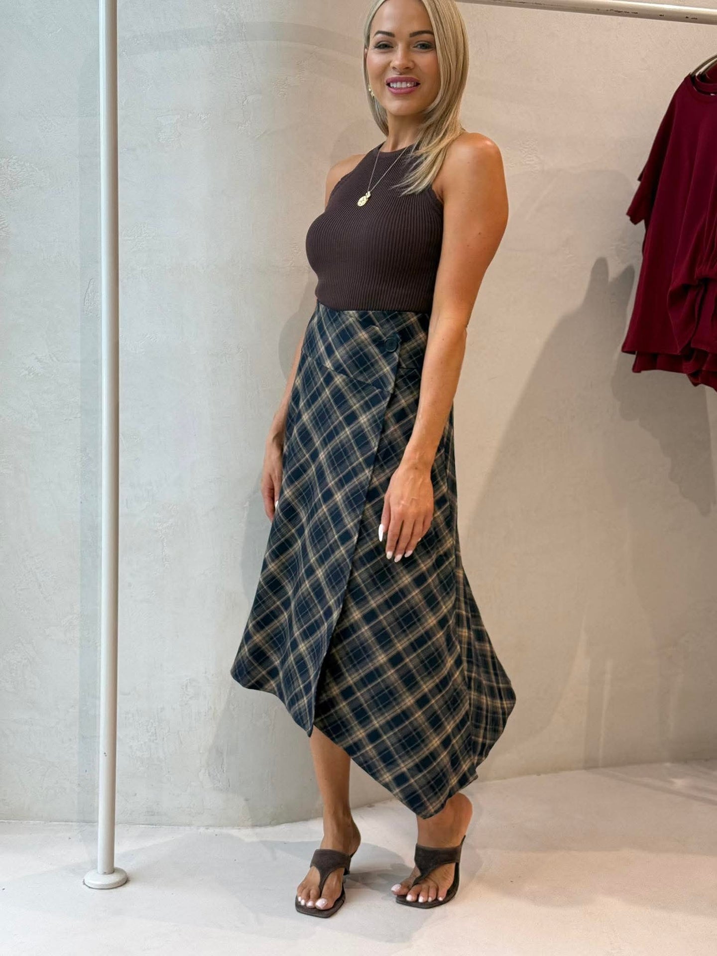 PLAID WRAP SKIRT