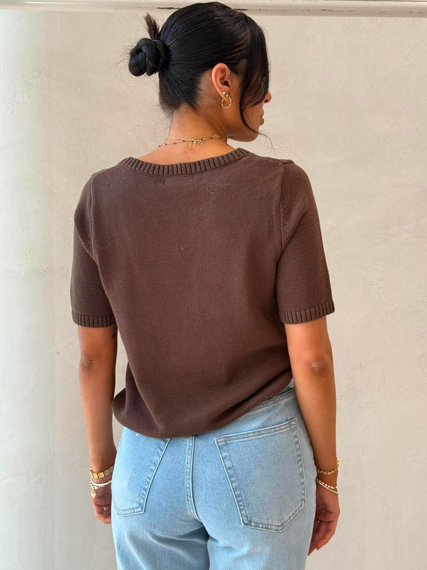 ROWIE KNITTED TEE - CHOCOLATE