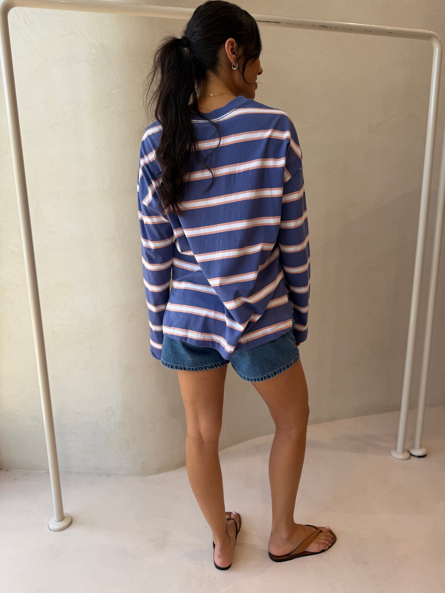 SCOUT SLOUCHY LONG SLEEVE TEE- NAVY/PINK