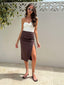 STRAPLESS RIBBED TOP - WHITE