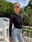 TEXTURED ASYMMETRIC TOP - BLACK