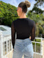TEXTURED ASYMMETRIC TOP - BLACK