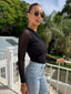 TEXTURED ASYMMETRIC TOP - BLACK