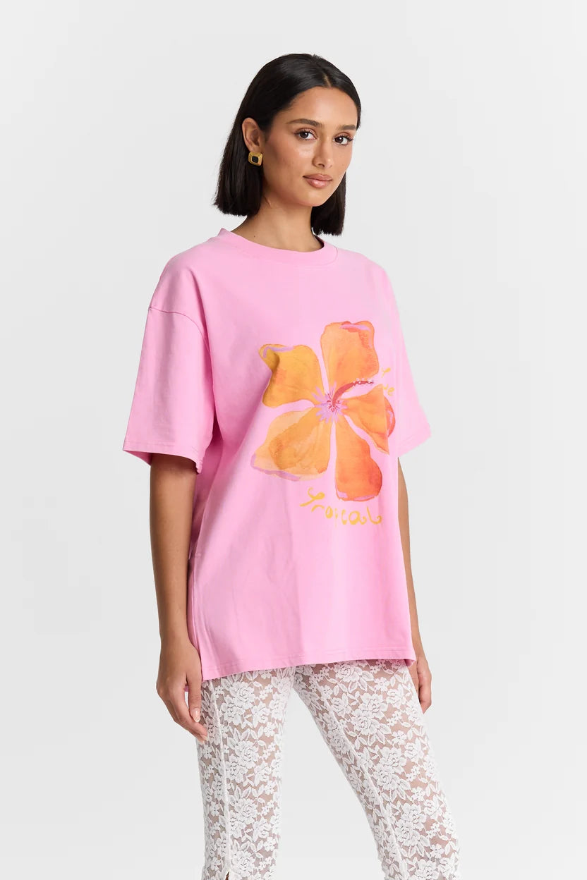LE FLEUR TROPICAL OVERSIZED TEE - PINK