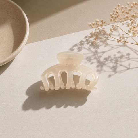 FLEUR HAIR CLAW - CLEAR PEARL
