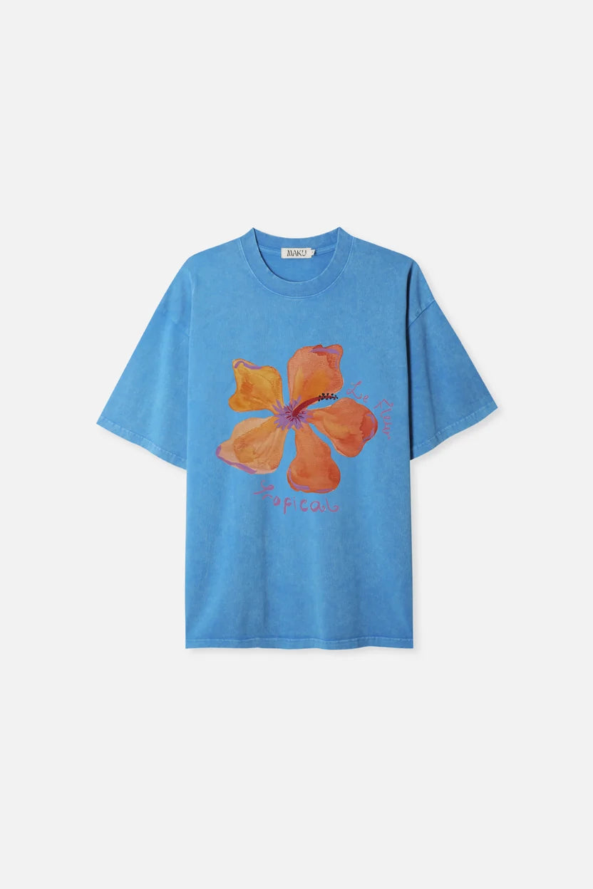 LE FLEUR TROPICAL OVERSIZED TEE - BLUE