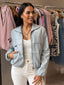 THE BELLE PU BOMBER - POWDER BLUE