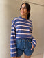 SCOUT SLOUCHY LONG SLEEVE TEE- NAVY/PINK