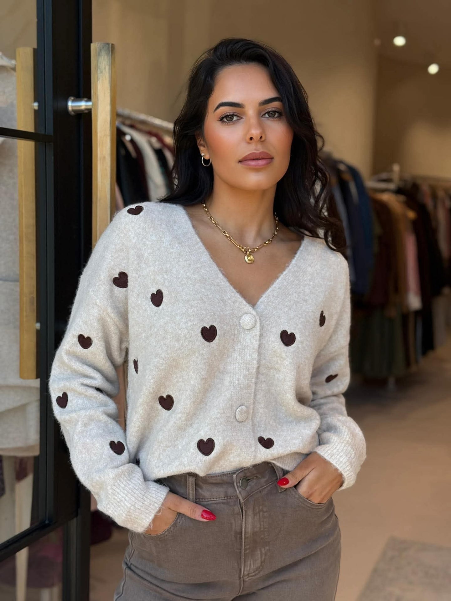 ELAIN CARDI- TAUPE