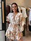 THE BELLANY LONG SLEEVE DRESS - SUNSET PALM