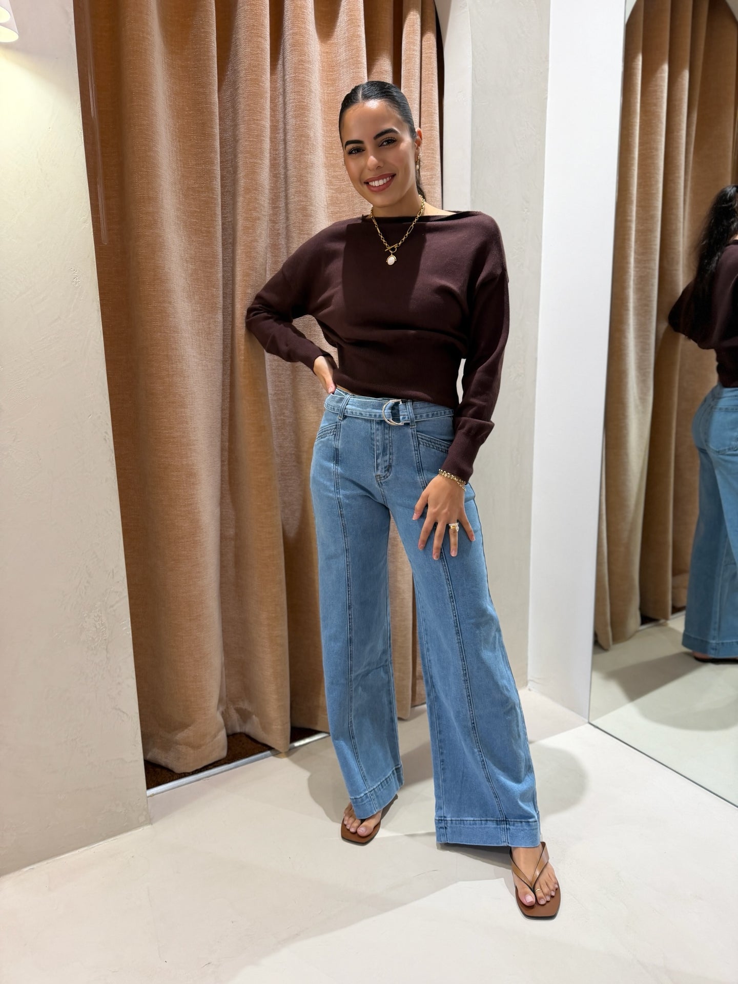 DARCY BELTED JEAN - LIGHT BLUE