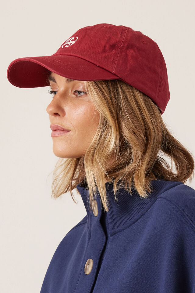 PIP EVERYDAY CAP- DEEP RED/ECRU STITCH