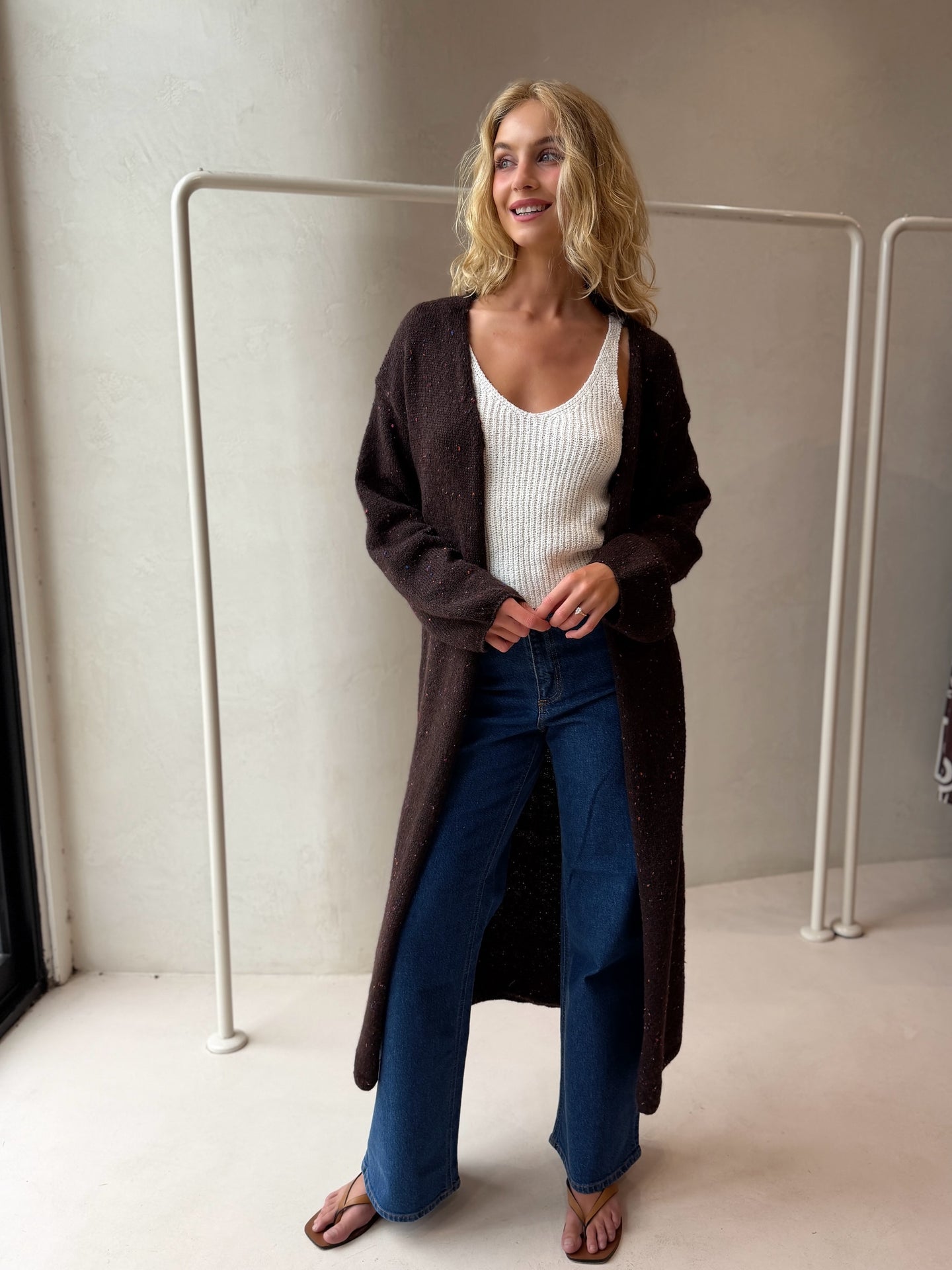 HARBOUR KNIT CARDIGAN-BROWN