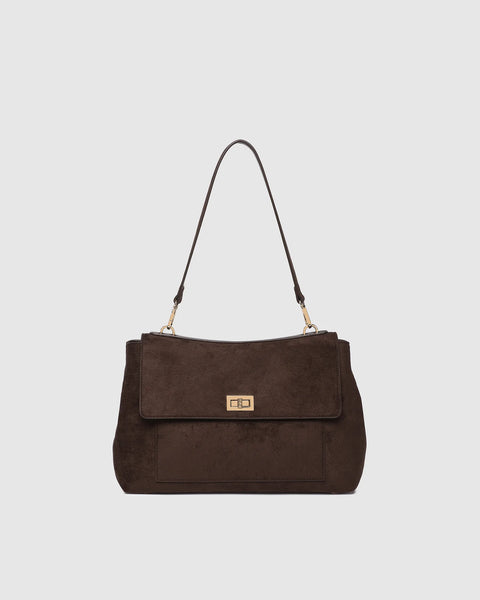 ARDEN SUEDETTE SHOULDER BAG- CHOCOLATE
