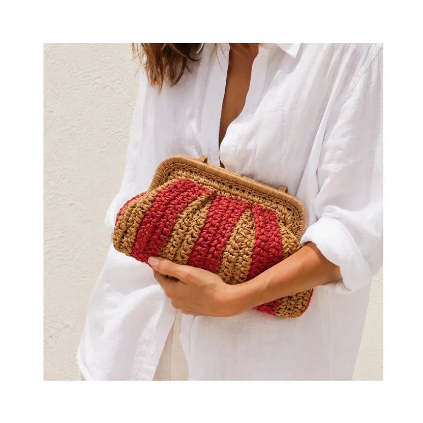 ELODY CLUTCH- RED STRIPE