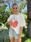 LOVE TOMATO BOXY CROP TEE - WHITE