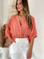 JEMMA LINEN BLOUSE - CORAL