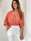 JEMMA LINEN BLOUSE - CORAL