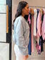 THE BELLE PU BOMBER - POWDER BLUE