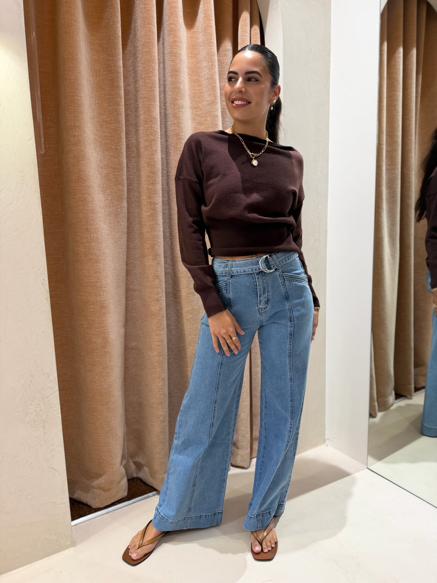 DARCY BELTED JEAN - LIGHT BLUE