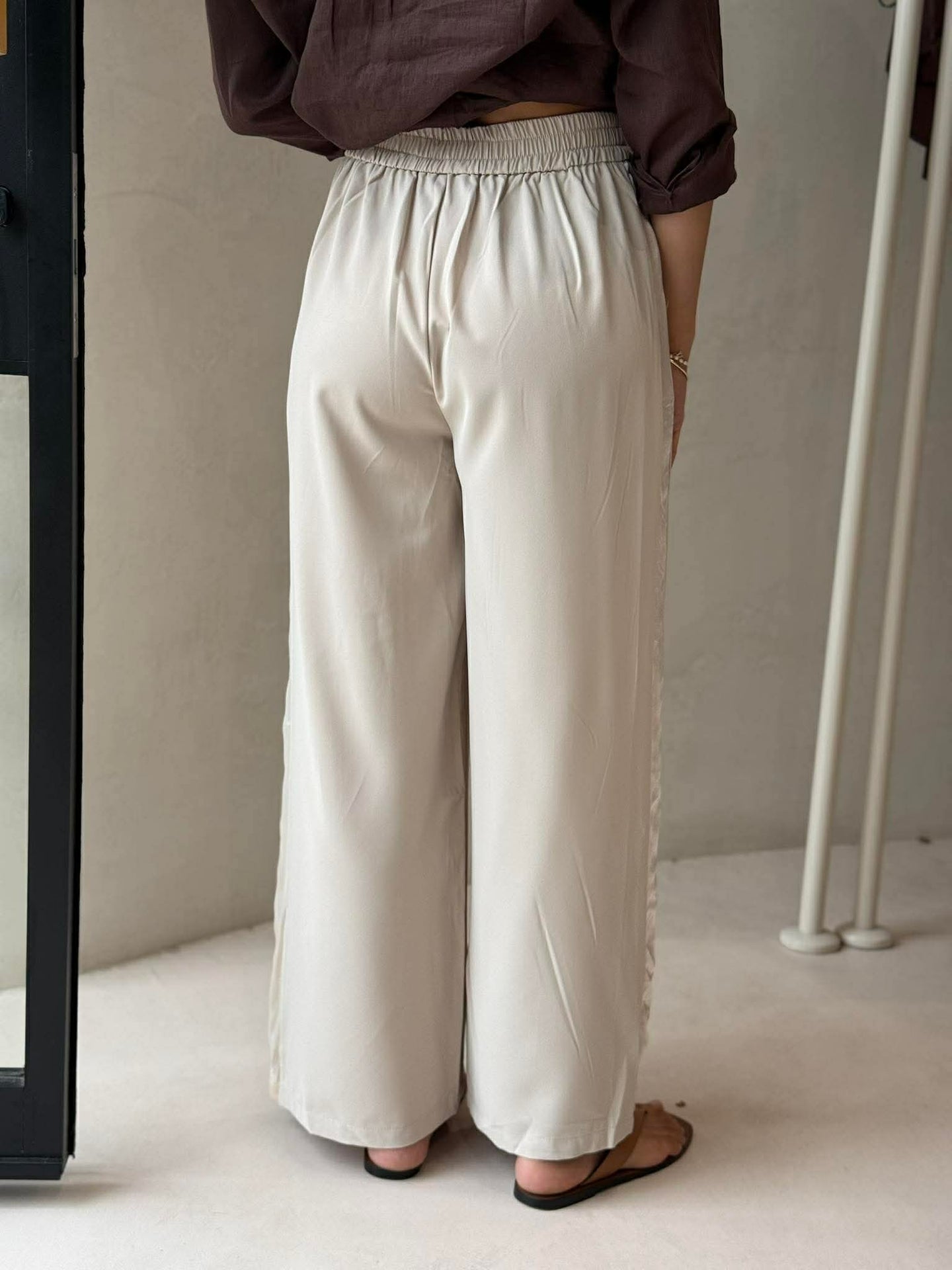 LUXE STRIPE UP PANT - NATURAL