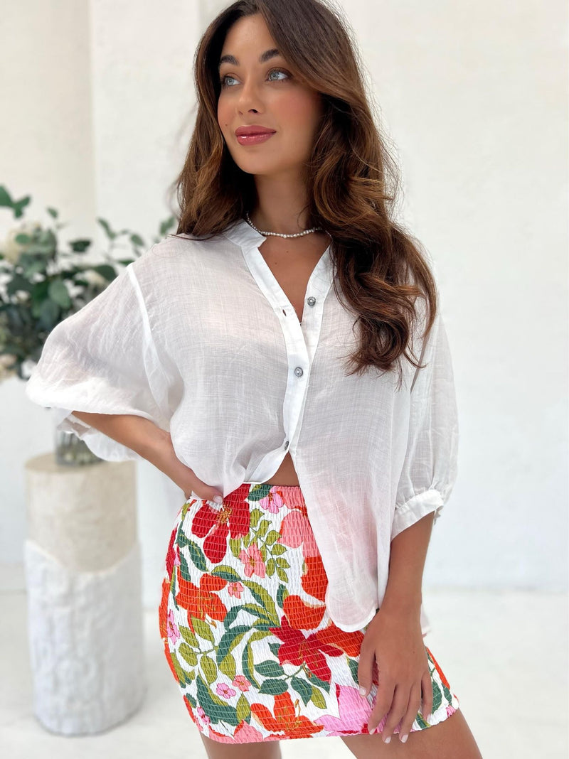 Jemma Linen Blouse - White