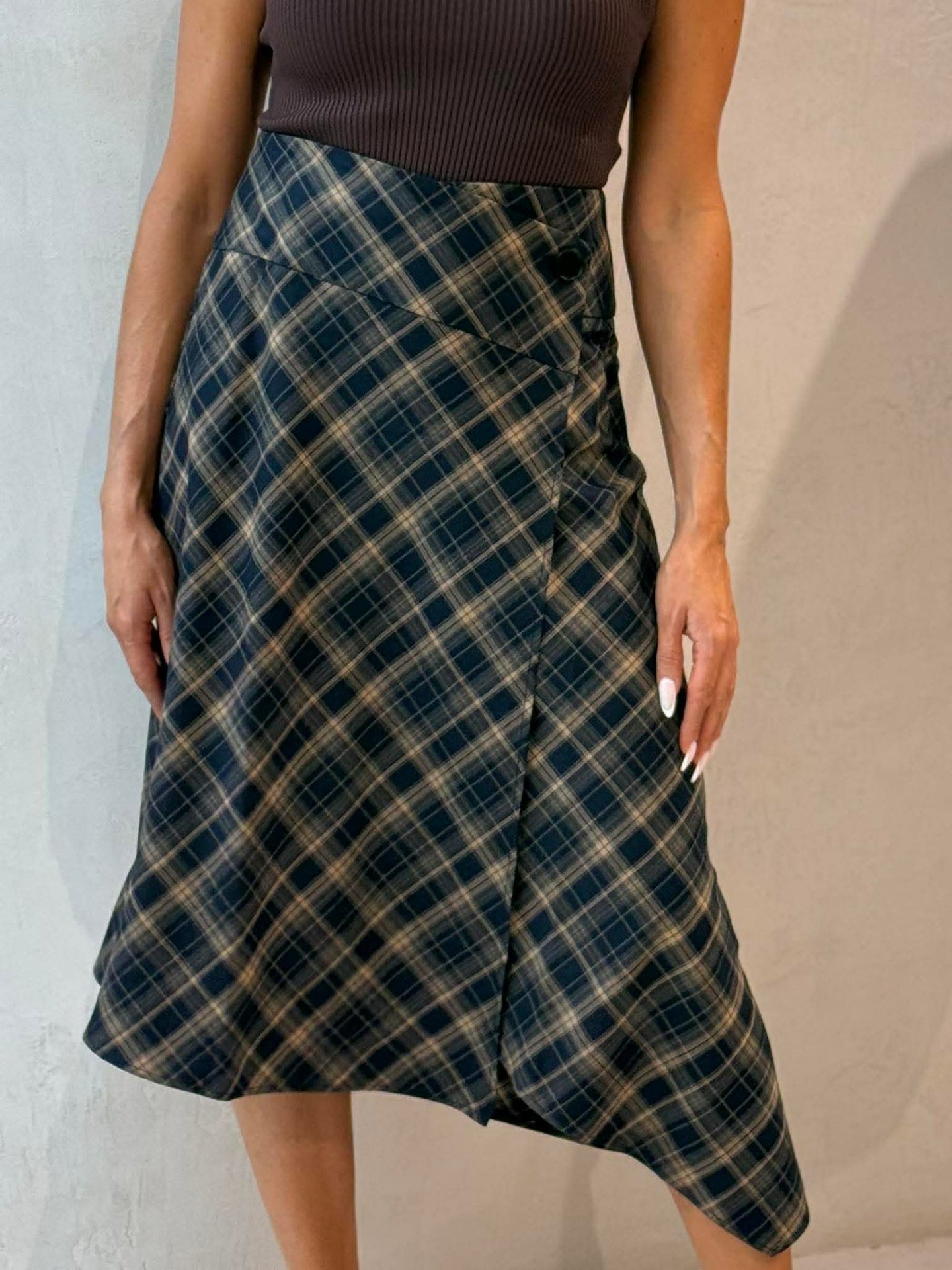 PLAID WRAP SKIRT